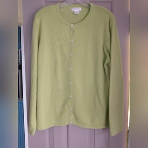 Worthington Essentials Lime Green Cardigan Sweater Women's Size XL